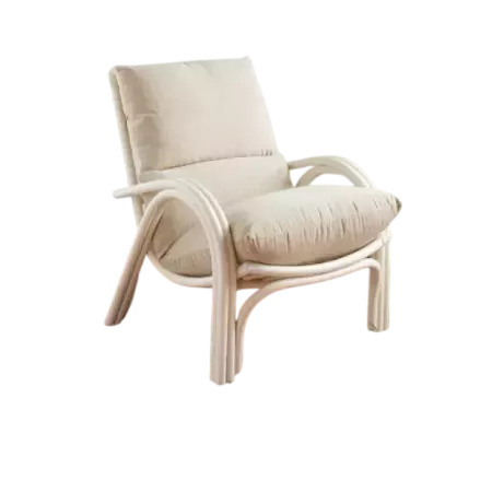 fauteuil en rotin fixe haut dossier gris