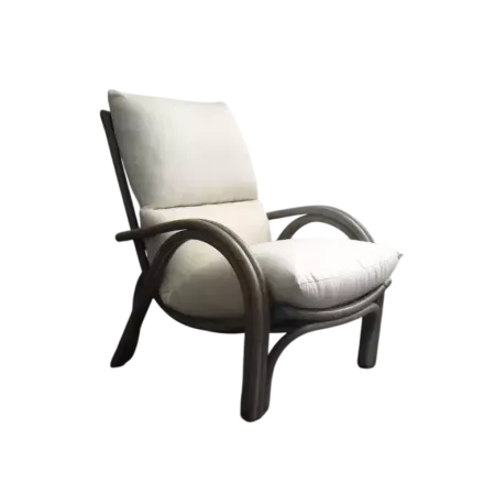 fauteuil en rotin fixe haut dossier gris