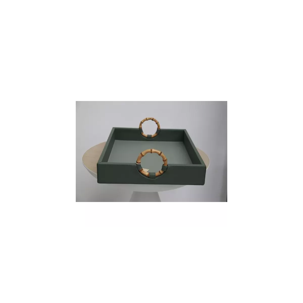 Plateau Rectangulaire Simili Vert et Bambou