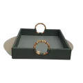 Plateau Rectangulaire Simili Vert et Bambou
