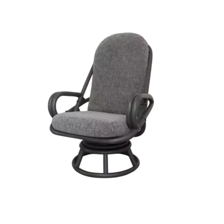 fauteuil en rotin pivotant haut dossier gris foncé