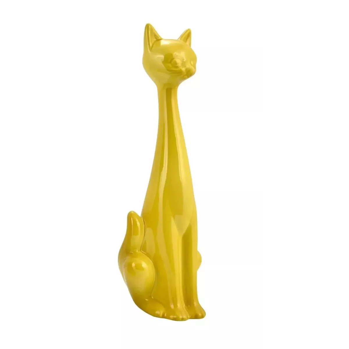 Sculpture Chat Jaune H.52cm