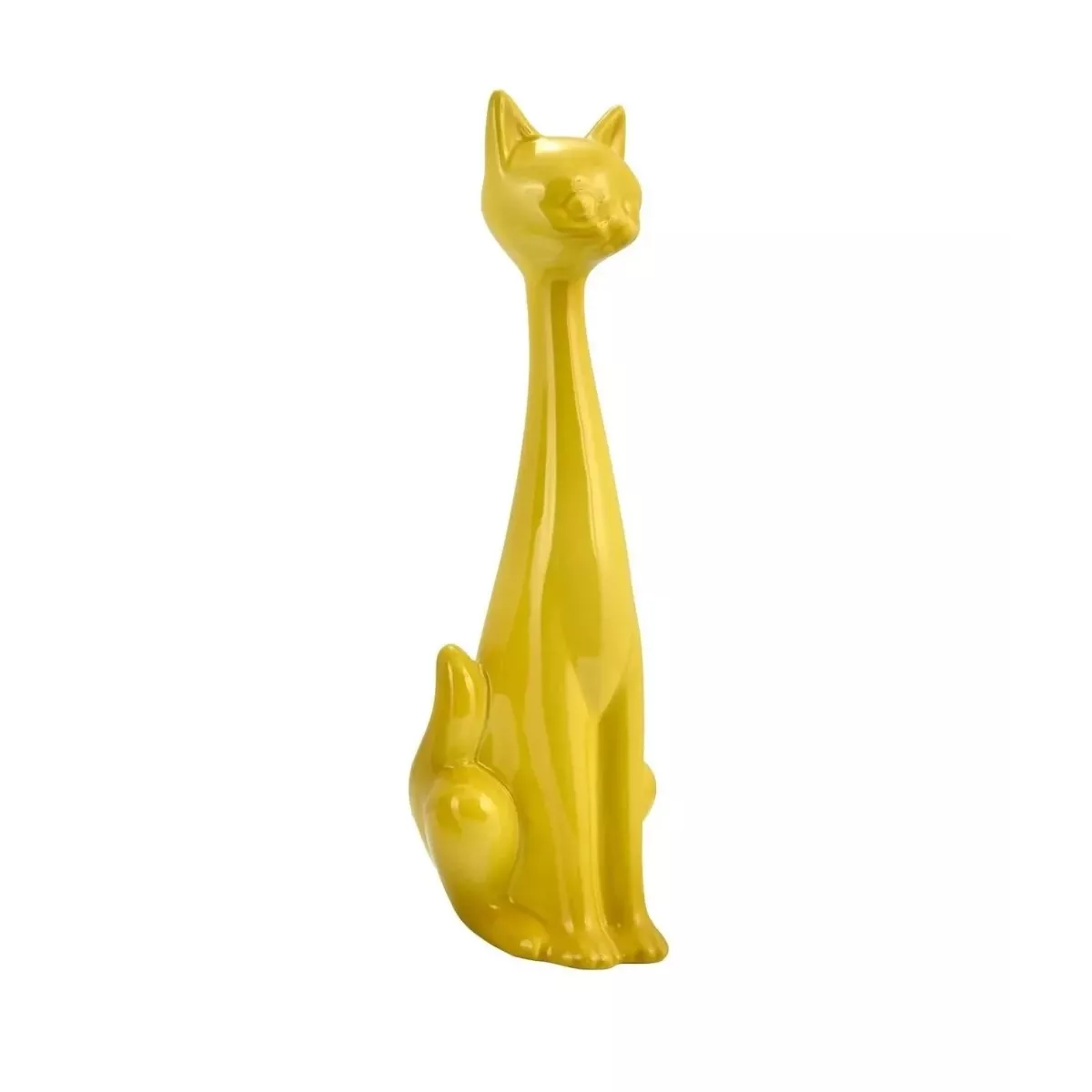 Sculpture Chat Jaune H.52cm