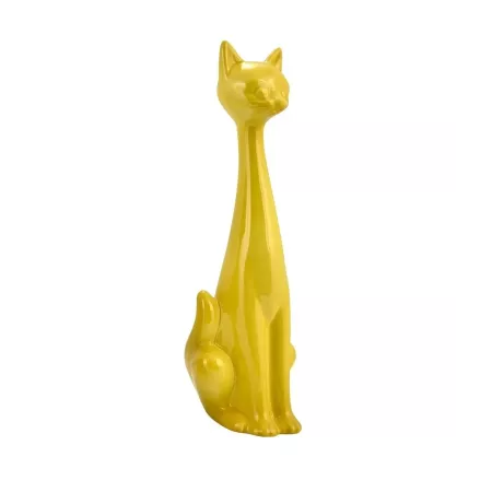 sculpture chat céramique jaune h52