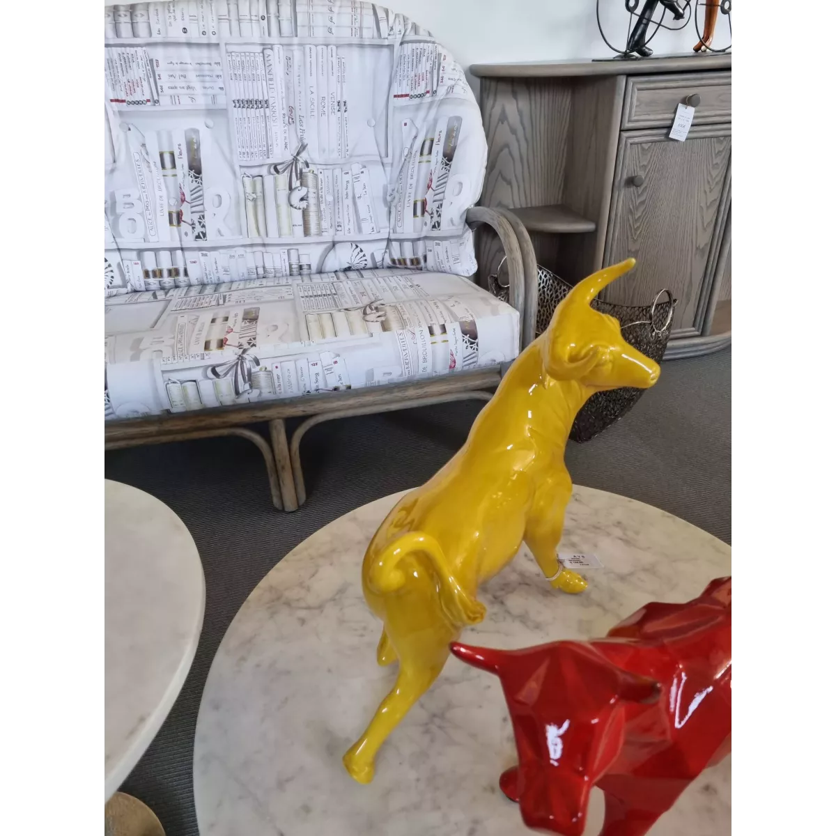 Sculpture Origami Taureau Rouge