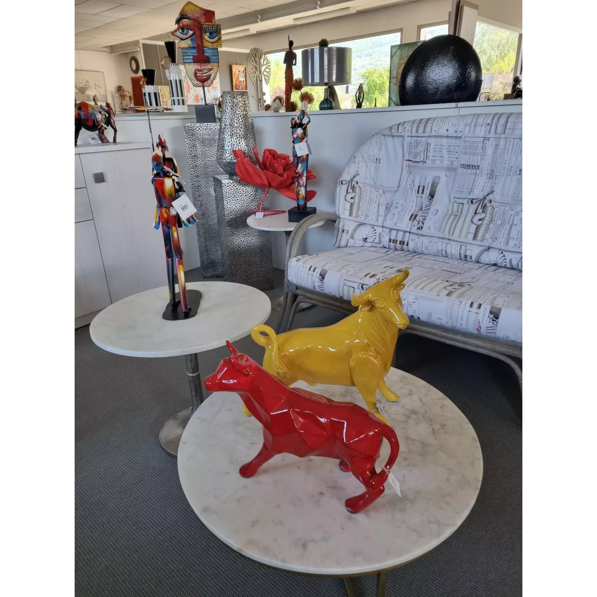 Sculpture Origami Taureau Rouge