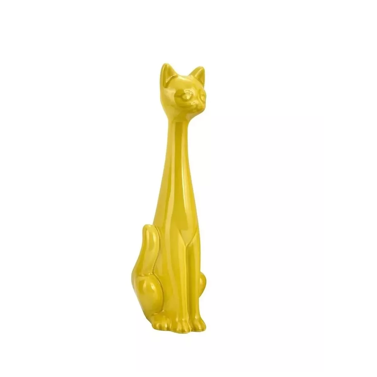 Sculpture Chat Jaune H.35cm