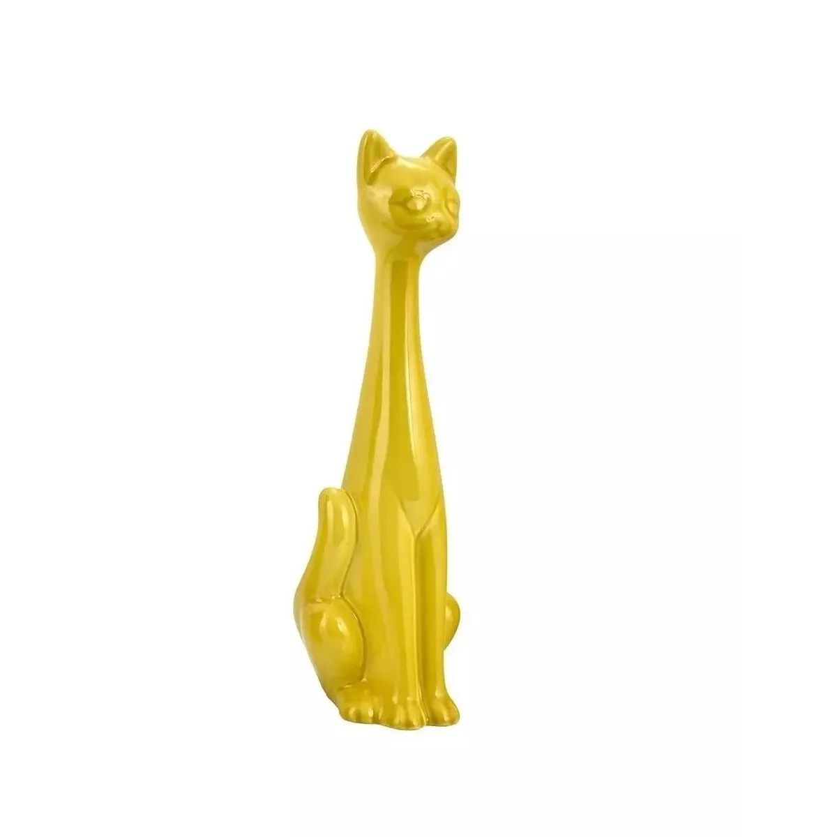 Sculpture Chat Jaune H.35cm