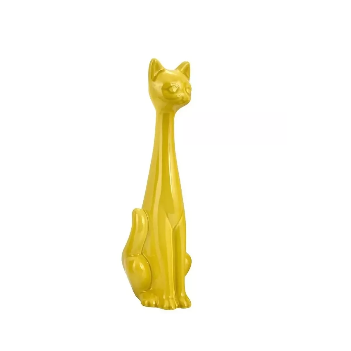 Sculpture Chat Jaune H.25cm