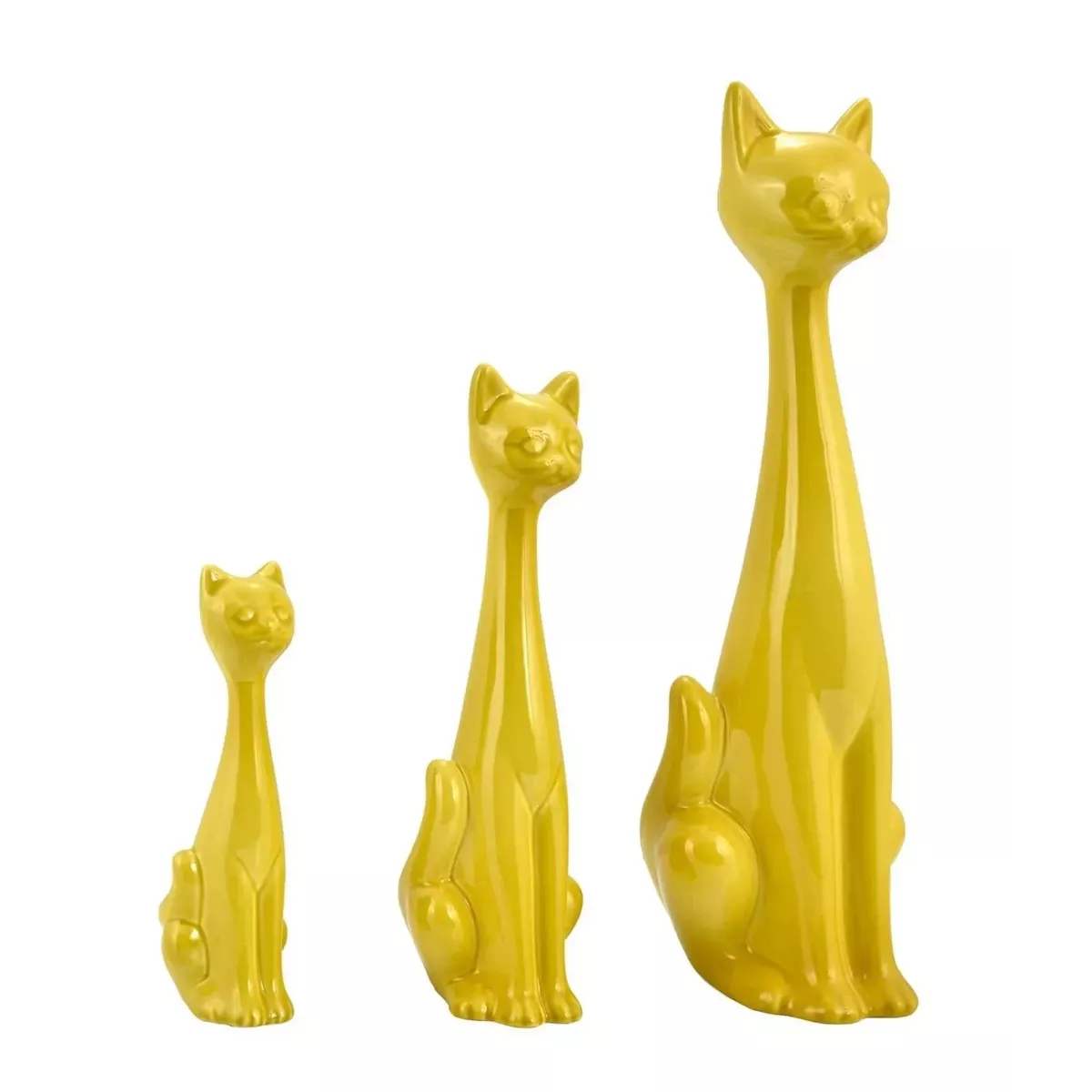 Sculpture Chat Jaune H.35cm