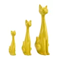 Sculpture Chat Jaune H.35cm