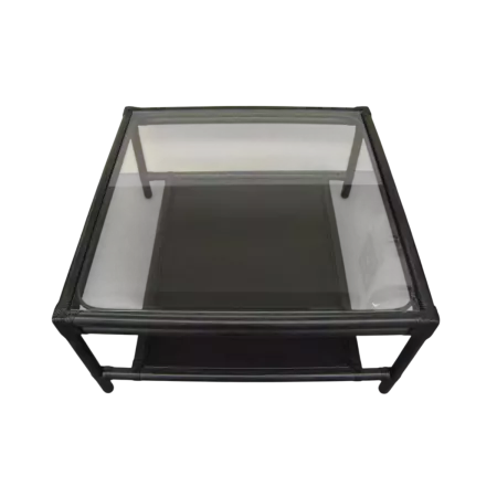 table basse en rotin carré coloris noir