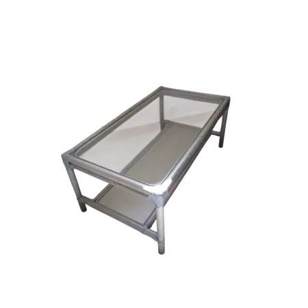 table basse en rotin monaco rectangulaire coloris gris