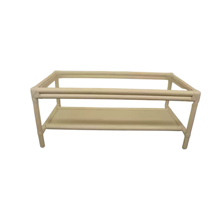 table basse en rotin monaco rectangulaire coloris blanc