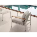 Fauteuil Patmos Aluminium, Corde, teck
