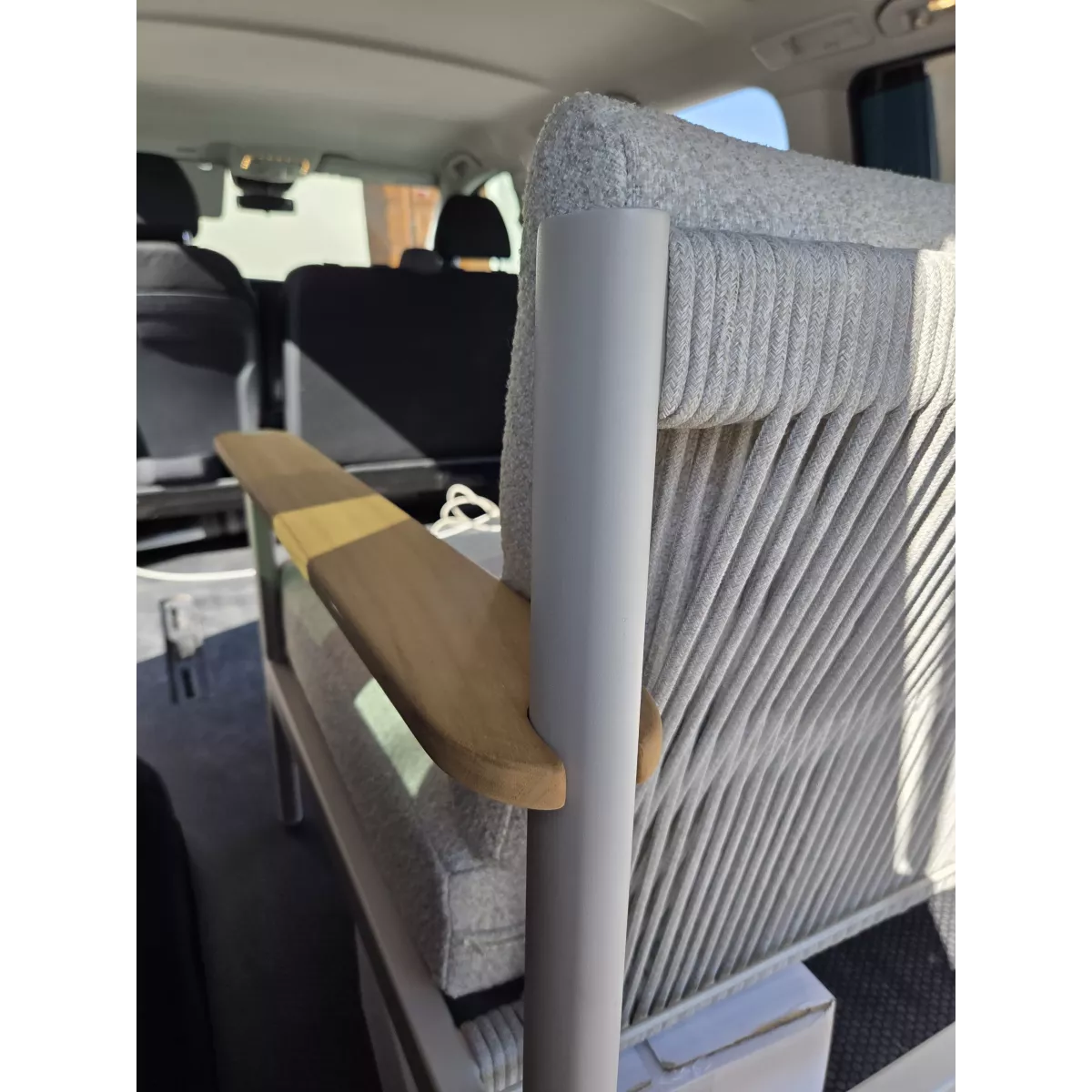 Fauteuil Patmos Aluminium, Corde, teck