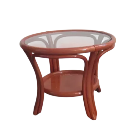 table basse en rotin ronde de jeux coloris rouge