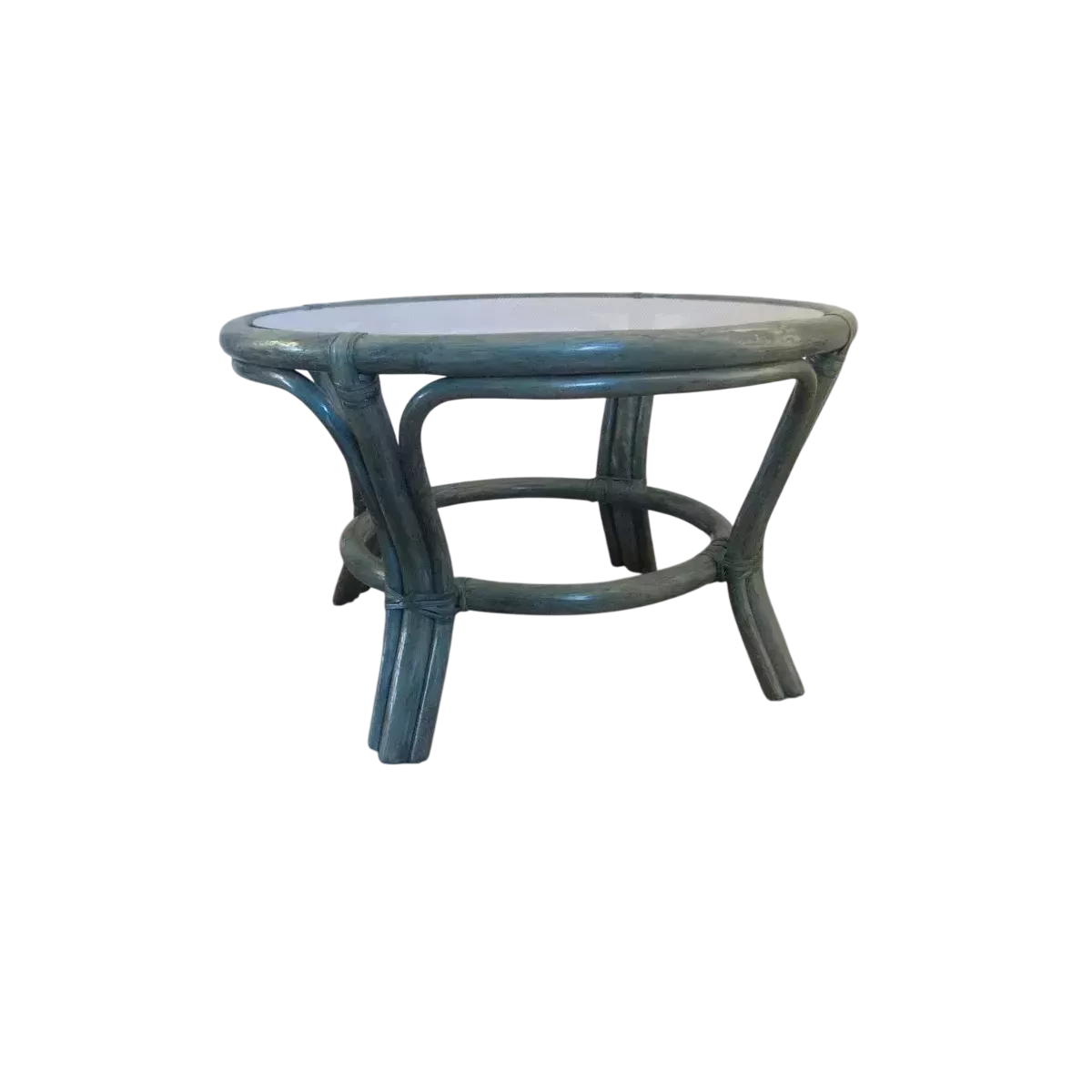 Table Basse en Rotin 77x77 Crueso Bleu