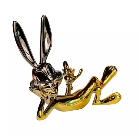 statue Bugs bunny allongé résine brillante