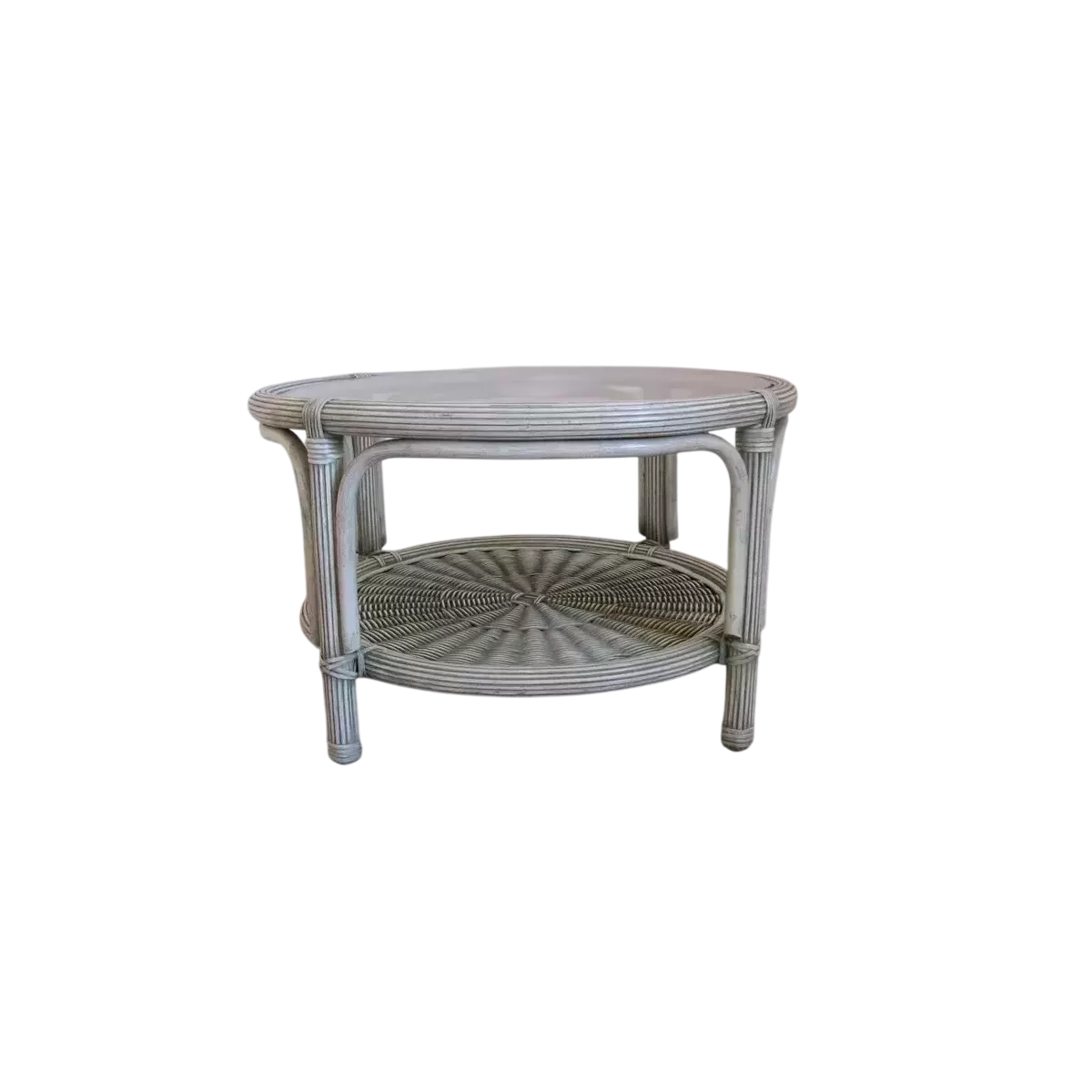 Table Basse en Rotin 77x77 Vert Essuyé
