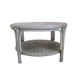 Table Basse en Rotin 77x77 Vert Essuyé
