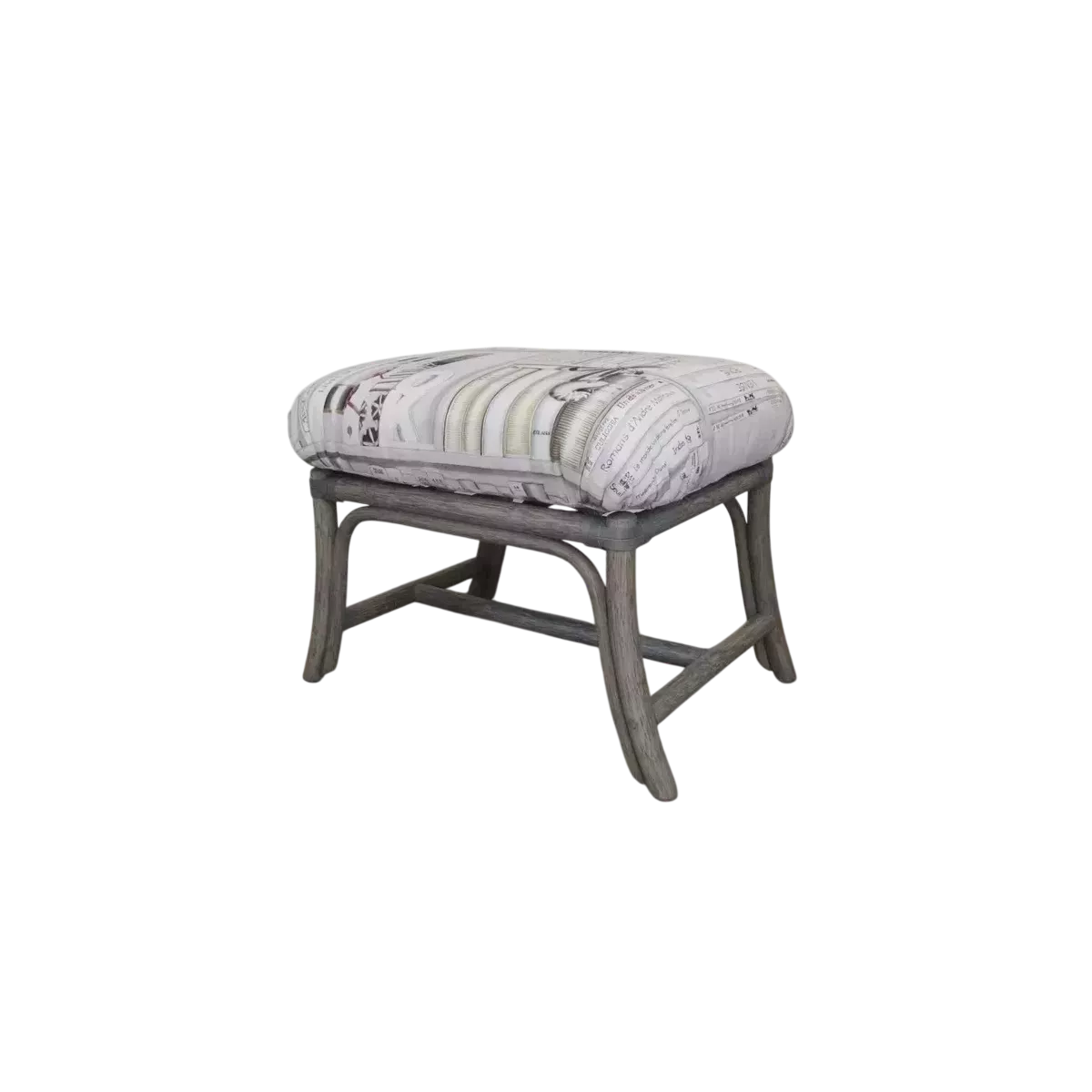 Pouf en Rotin Kos Gris