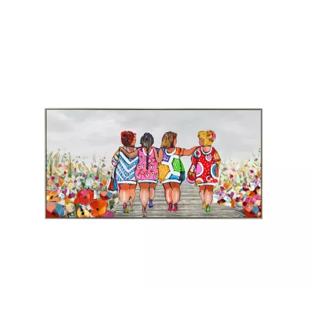 tableau rectangulaire 140x70 femmes de dos colorées entre copines