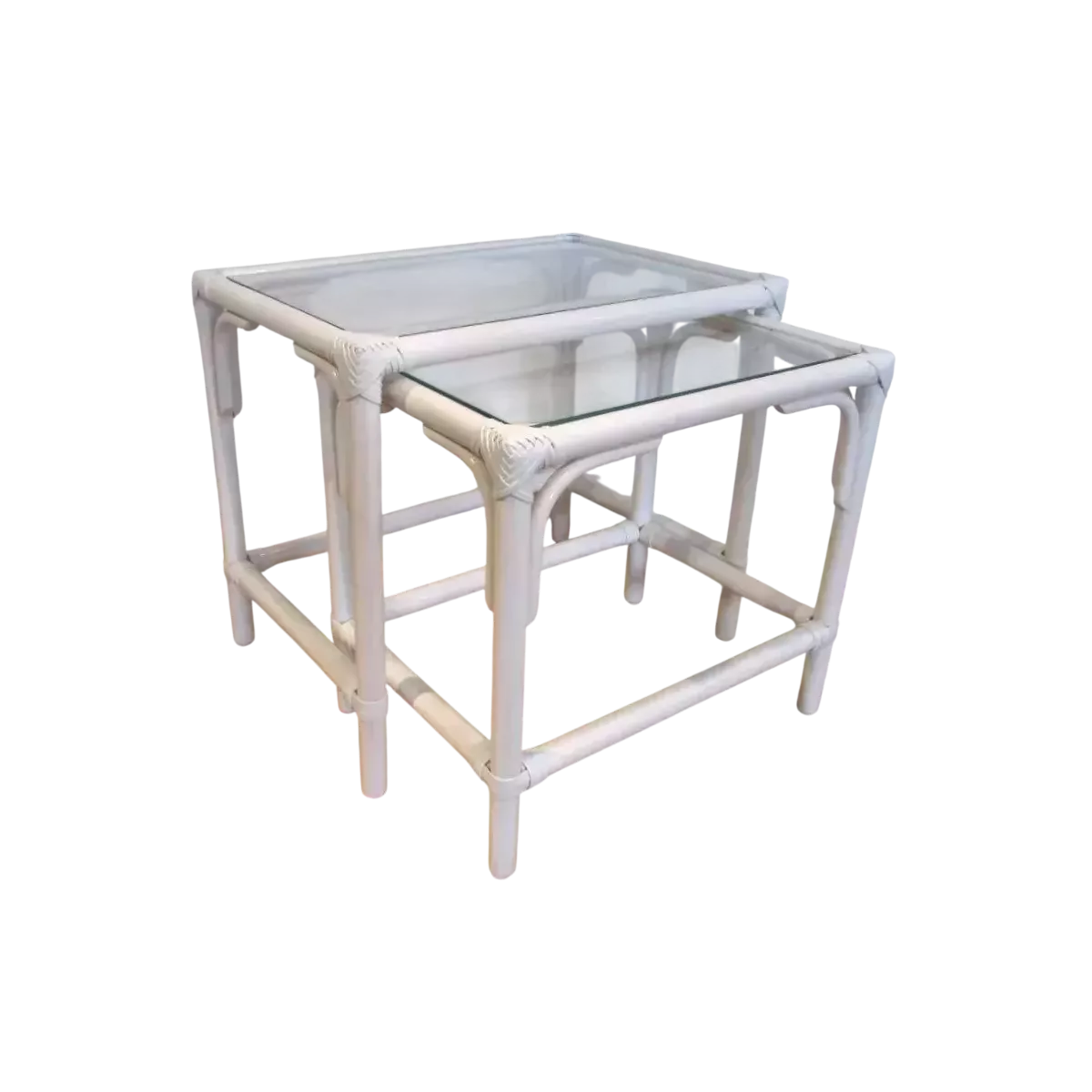 Tables Gigognes Rectangulaire en Rotin Blanc