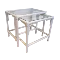 Tables Gigognes Rectangulaire en Rotin Blanc
