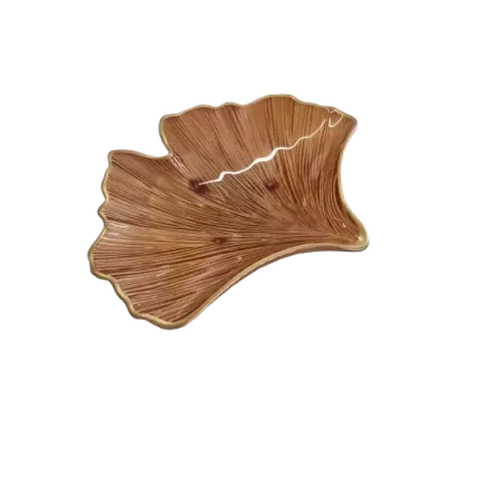 coupe en verre forme feuille ginko rose nacrée