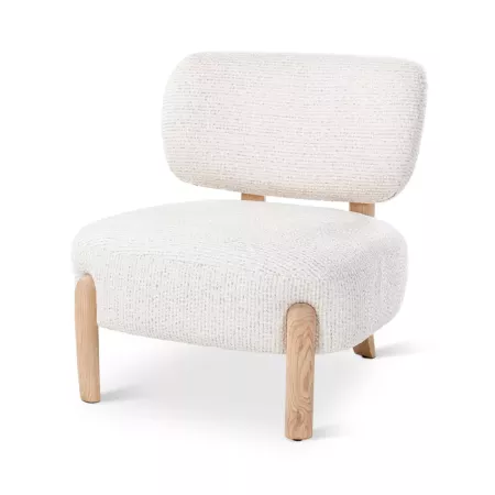 fauteuil pied chêne naturel tissu crème modèle denzel