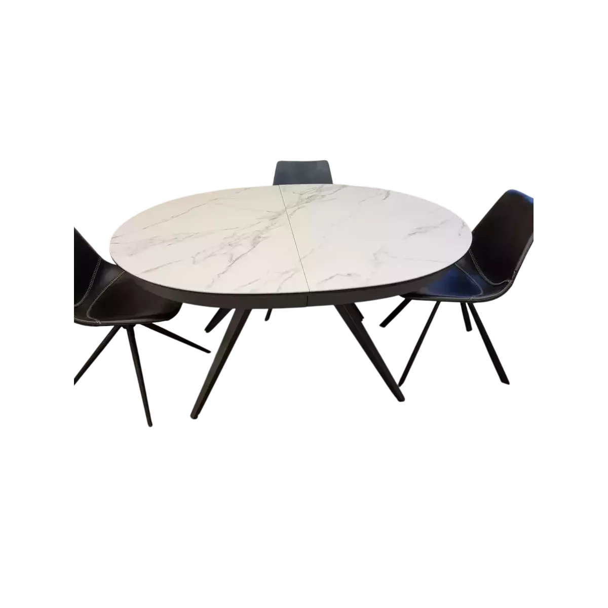 Table Sfera ovale 145cm en Céramique Marbre Blanc