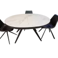 Table Sfera ovale 145cm en Céramique Marbre Blanc
