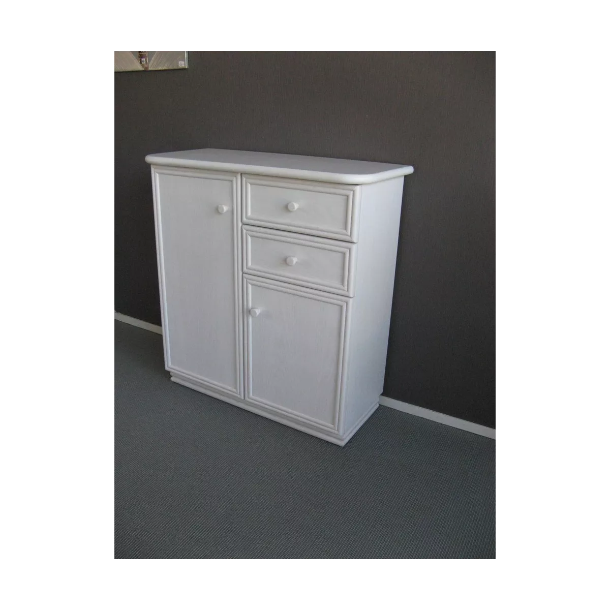 Meuble Delos 87x39 : 2 Portes et 2 Tiroirs Blanc