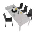 Table Tokio 180cm en Céramique Marbre Blanc