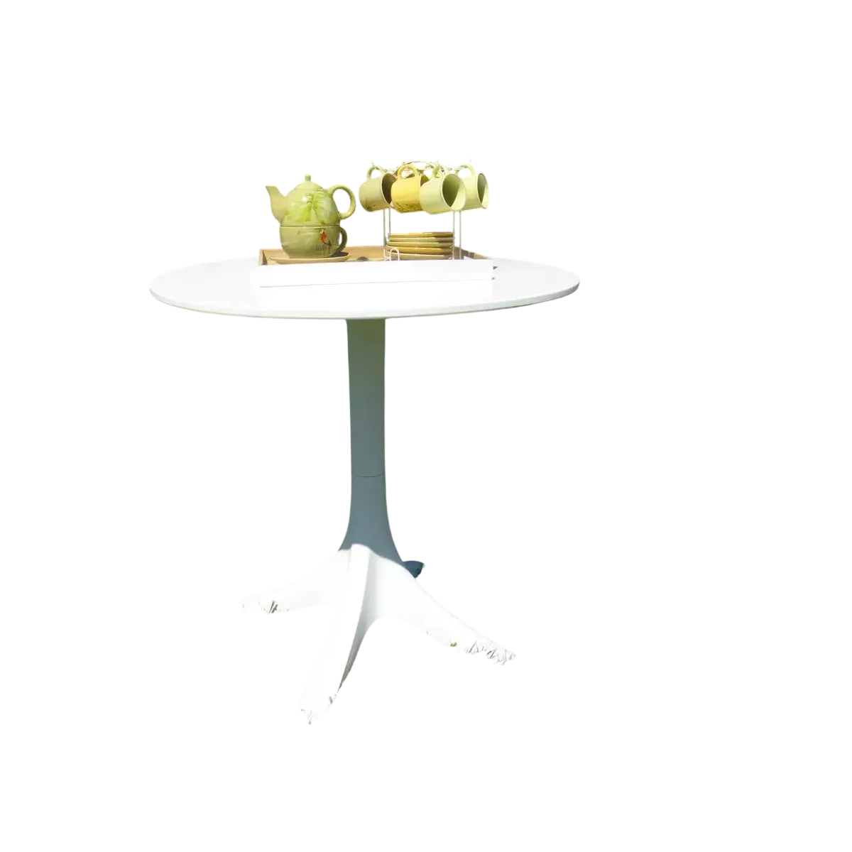 Table Pied central Malta @ 70 cm en Résine Blanche spécial extérieur