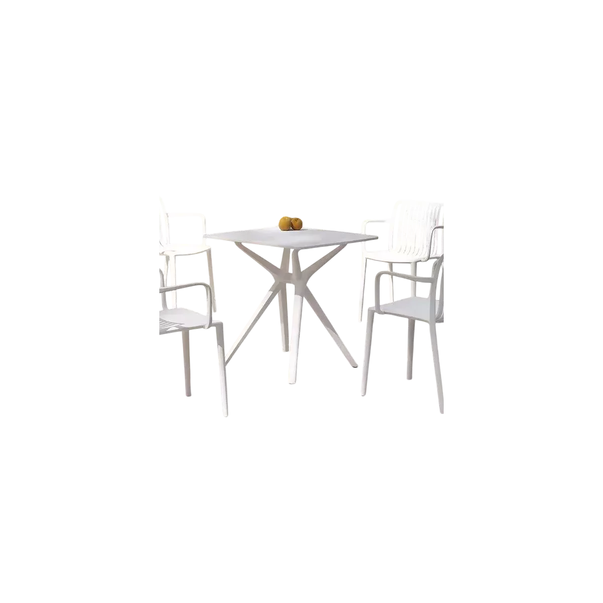 Table Olivia 70x70 en Résine Blanche spécial extérieur