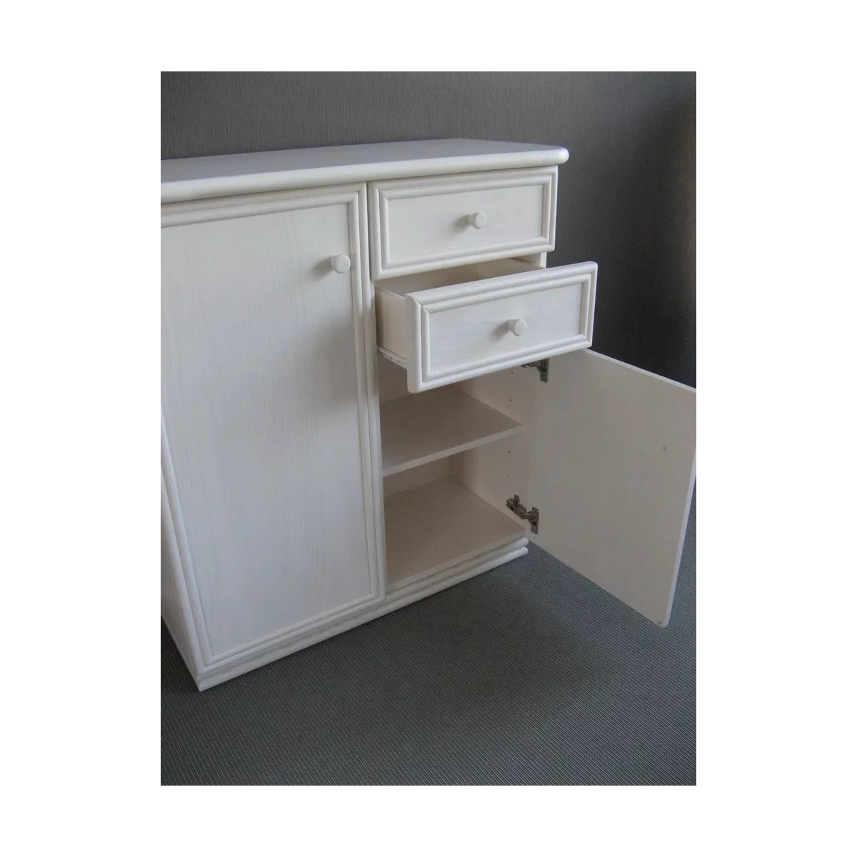 Meuble Delos 87x39 : 2 Portes et 2 Tiroirs Blanc