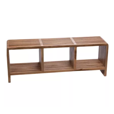banc en teck naturel avec 3 casiers