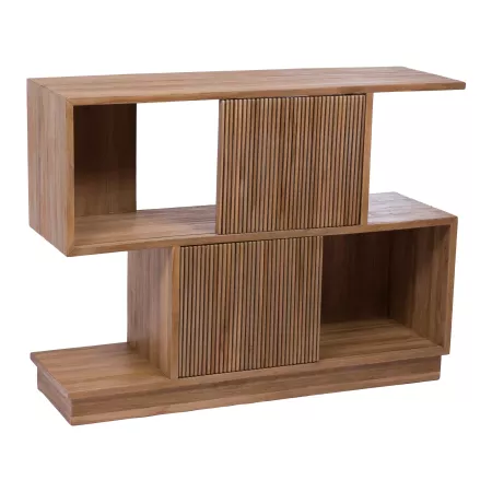 meuble de rangement en teck massif avec portes coulissantes 116x35x88h