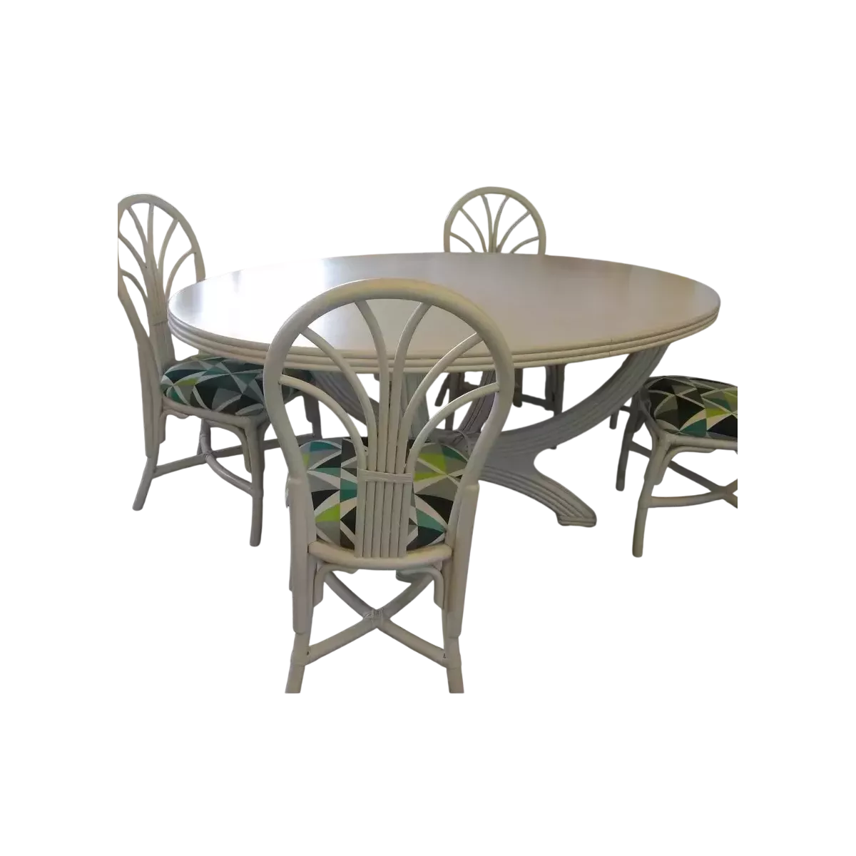 Ensemble Table Nui Ovale + 4 chaises Zante Blanc