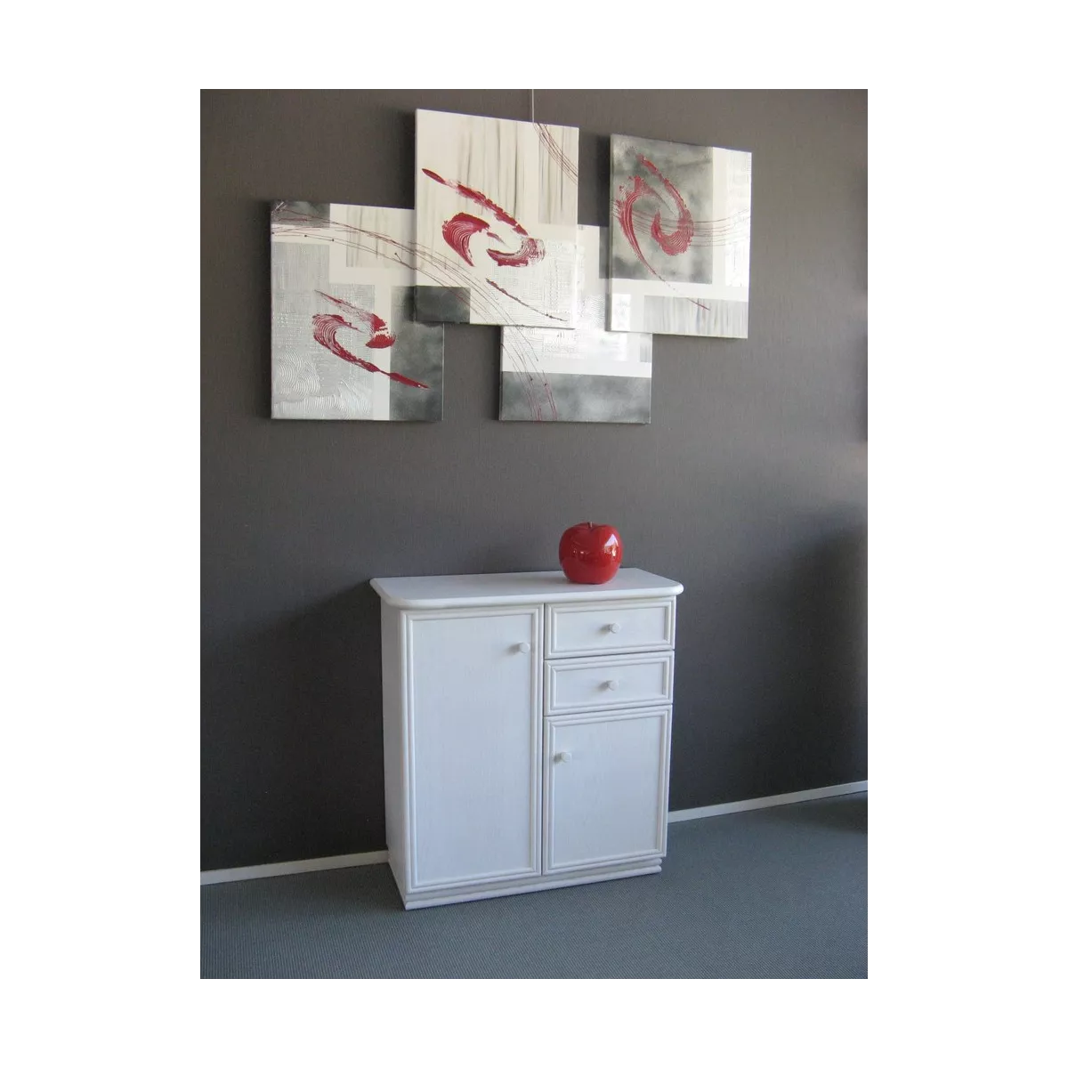 Meuble Delos 87x39 : 2 Portes et 2 Tiroirs Blanc