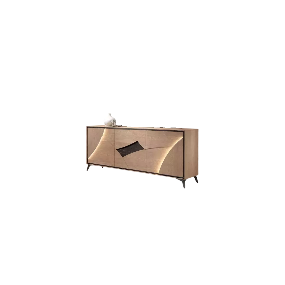 Bahut Circle 3 Portes en Chêne avec Led 185 cm