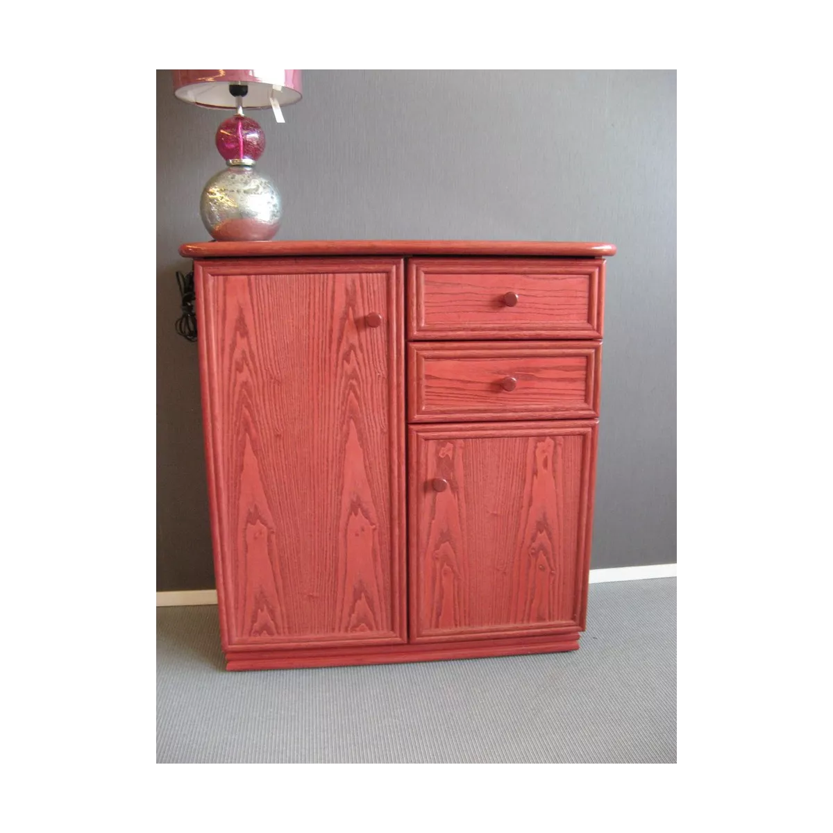 Meuble Delos 87x39 : 2 Portes et 2 Tiroirs Groseille