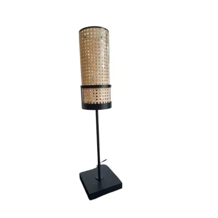 Lampe sixtyone hauteur 70 cm avec chapeau en cannage naturel création flam et luce