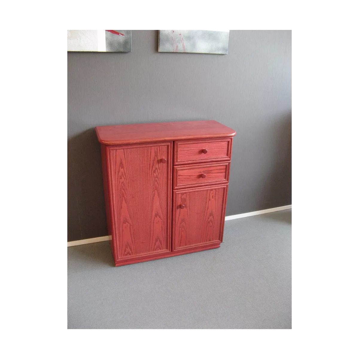 Meuble Delos 87x39 : 2 Portes et 2 Tiroirs Groseille