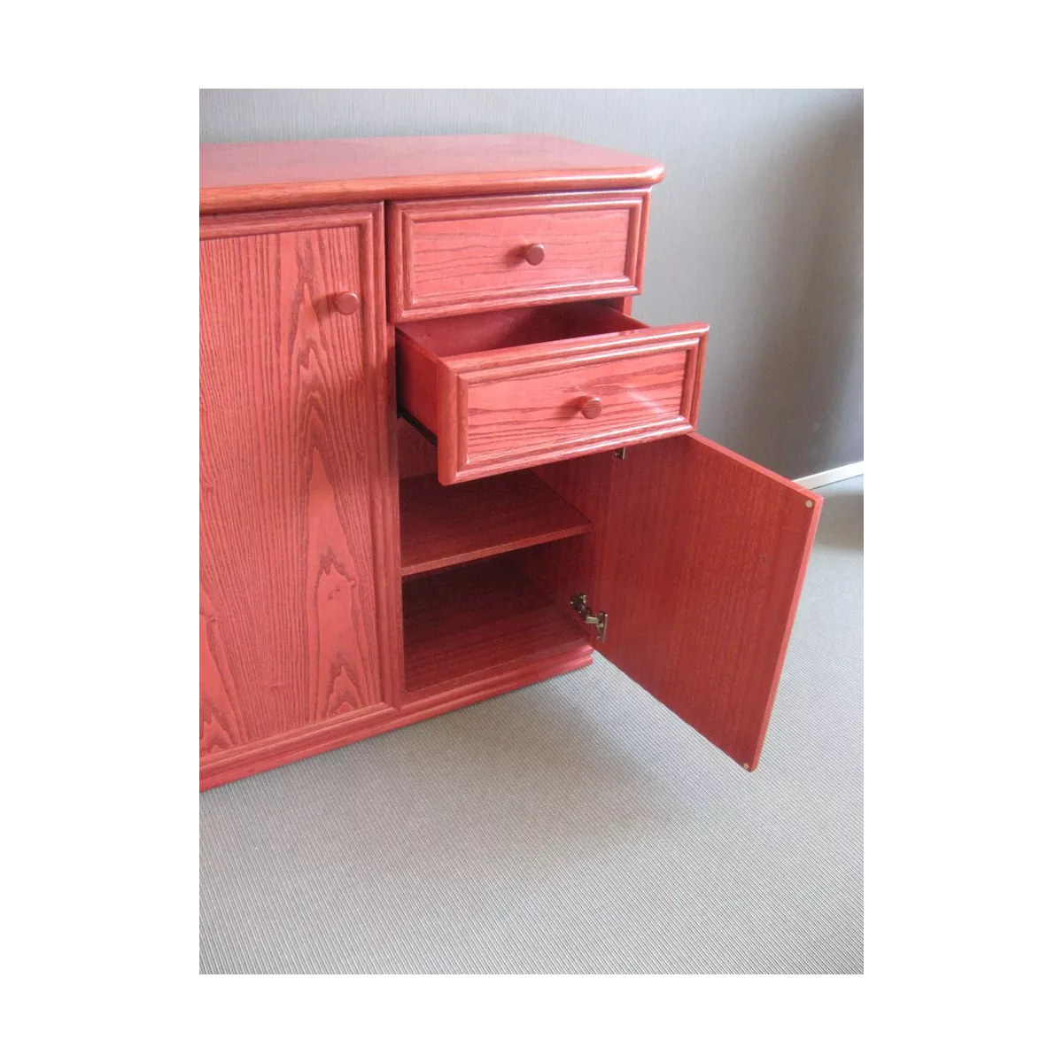Meuble Delos 87x39 : 2 Portes et 2 Tiroirs Groseille