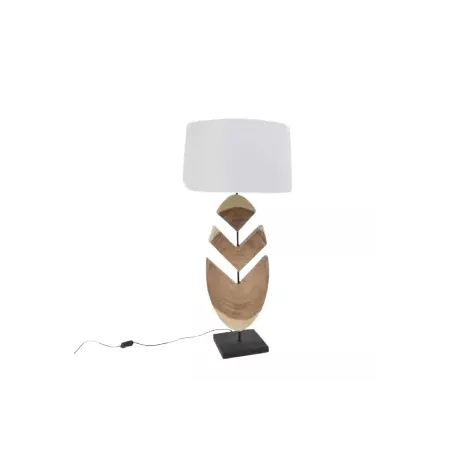 lampe bois nature motif feuille h98