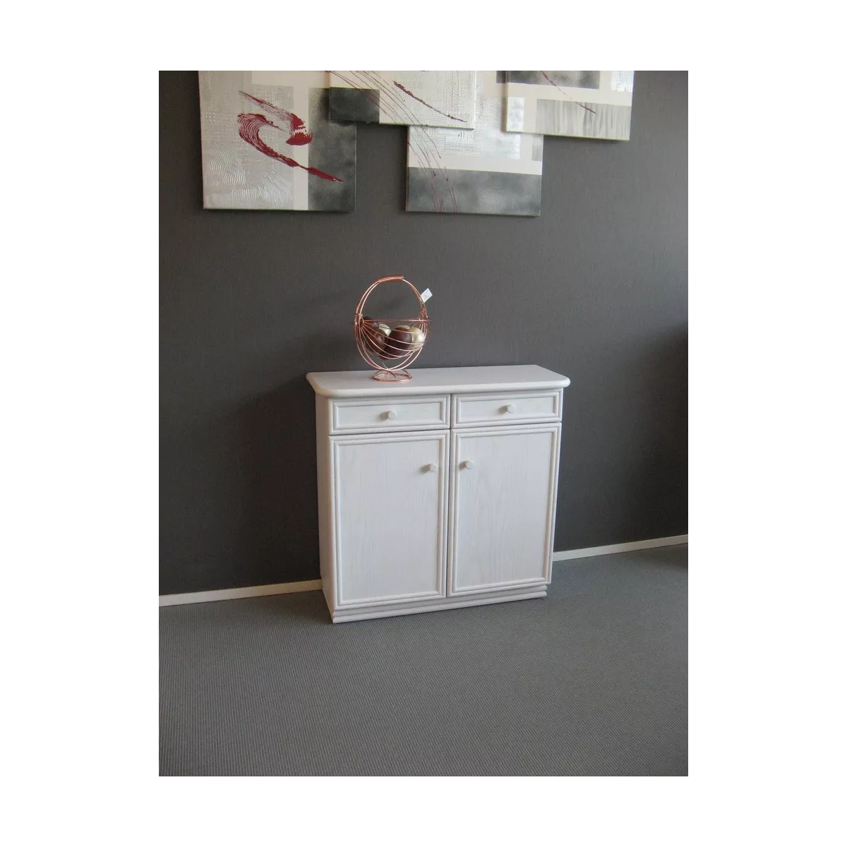 Meuble Zante 87x34 : 2 Portes et 2 Tiroirs Blanc