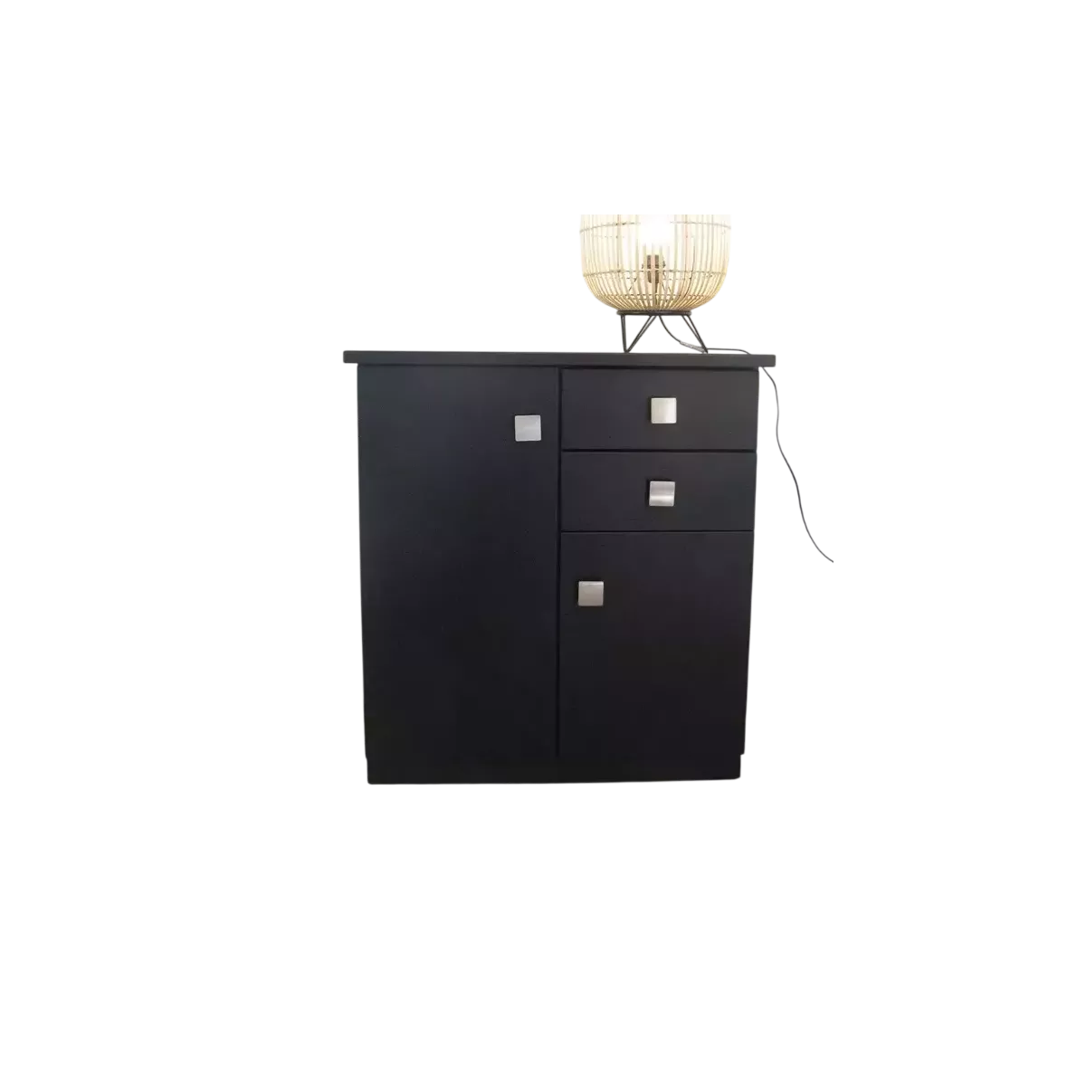 Meuble Naxos 84x37 : 2 Portes et 2 Tiroirs Noir